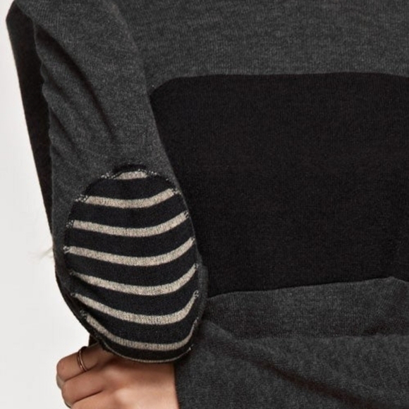 12 PM BY MON AMI Black & Gray Color Block Long Sleeve Top Size Med NWT - Picture 3 of 5